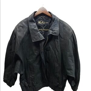 Vintage Niki Leather 80’s Style Jacket Black Textured Medium Size